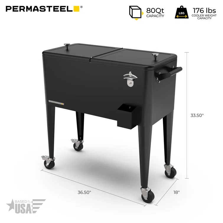 Permasteel 80-Qt Classic Outdoor Patio Cooler On Wheels