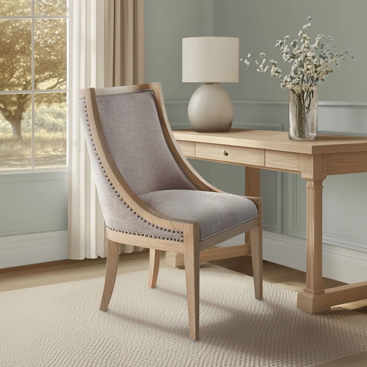 Martha Stewart Martha Stewart Elmcrest Wood Upholstered  Dining Chair with Nailhead Trim