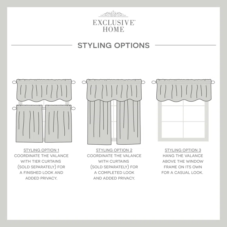 Amalgamated Textiles Exclusive Home Loha Light Filtering Rod Pocket Scalloped Valance