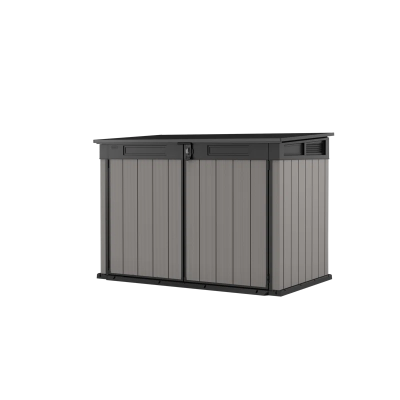 Keter Premier Jumbo 6.2x4.3 ft. Horizontal Durable Resin Outdoor Storage Shed With Floor and Double Doors for Garden Patio Furniture and Tools