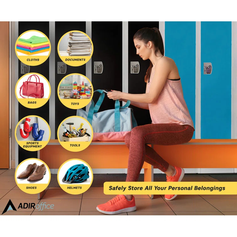 AdirOffice 12'' Wide Steel 1-Tier School and Gym Locker (Set of 2)