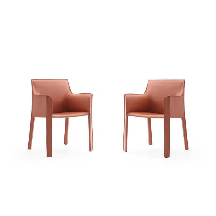 Latitude Run® Vogue Vegan Leather Upholstered Metal Dining Arm Chair