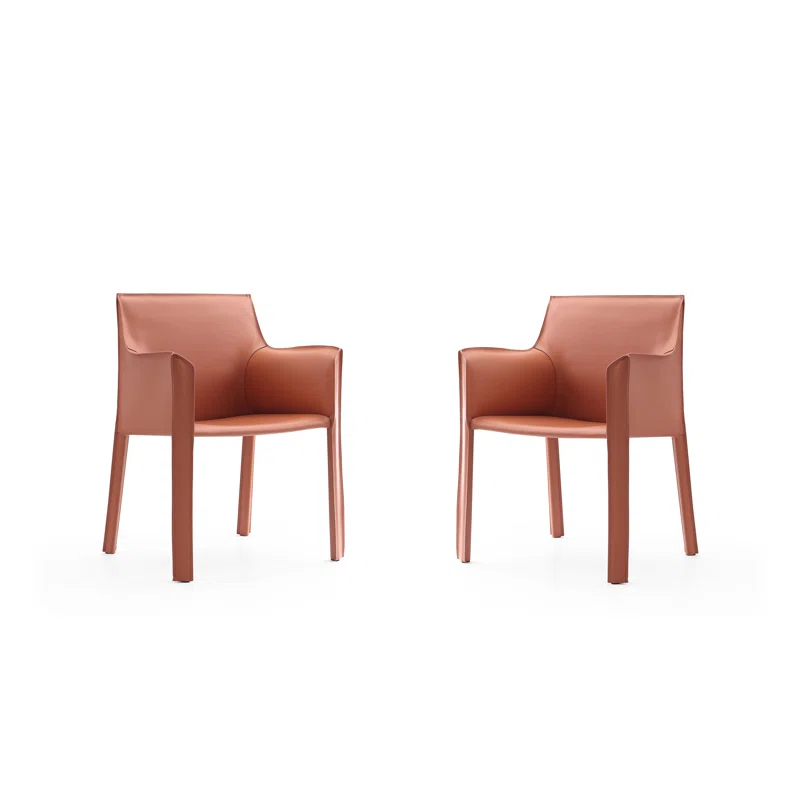 Latitude Run® Vogue Vegan Leather Upholstered Metal Dining Arm Chair