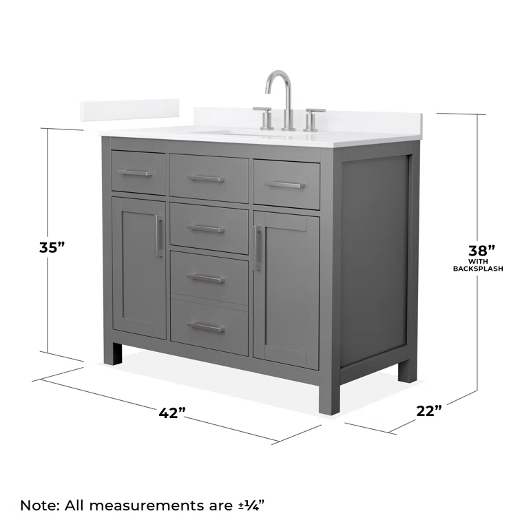 Wyndham Collection Beckett 42" Freestanding Single Bathroom Vanity with Quartz Top