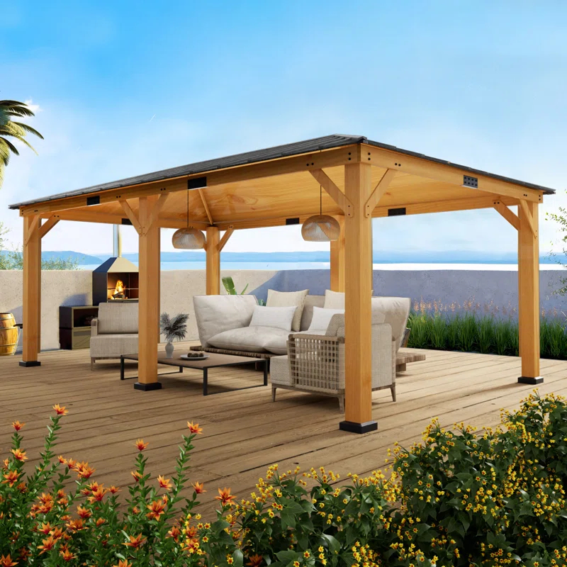 EROMMY 20 Ft. W X 12 Ft. D Solid Wood Patio Gazebo