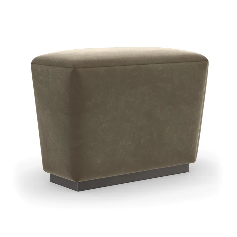 Brown Mohair Transitional Storage Ottoman with Dark Chocolate Base