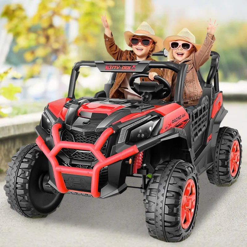 Ancheer 24v 2 Seater Ride on Car with Remote Control, 4WD/2WD Kids Power Electric Wheel UTV, 20" Spacious Seat, 4 Shock Absorbers, Music, Bluetooth, 24 Volt Ride On Toys for Boys/Girls