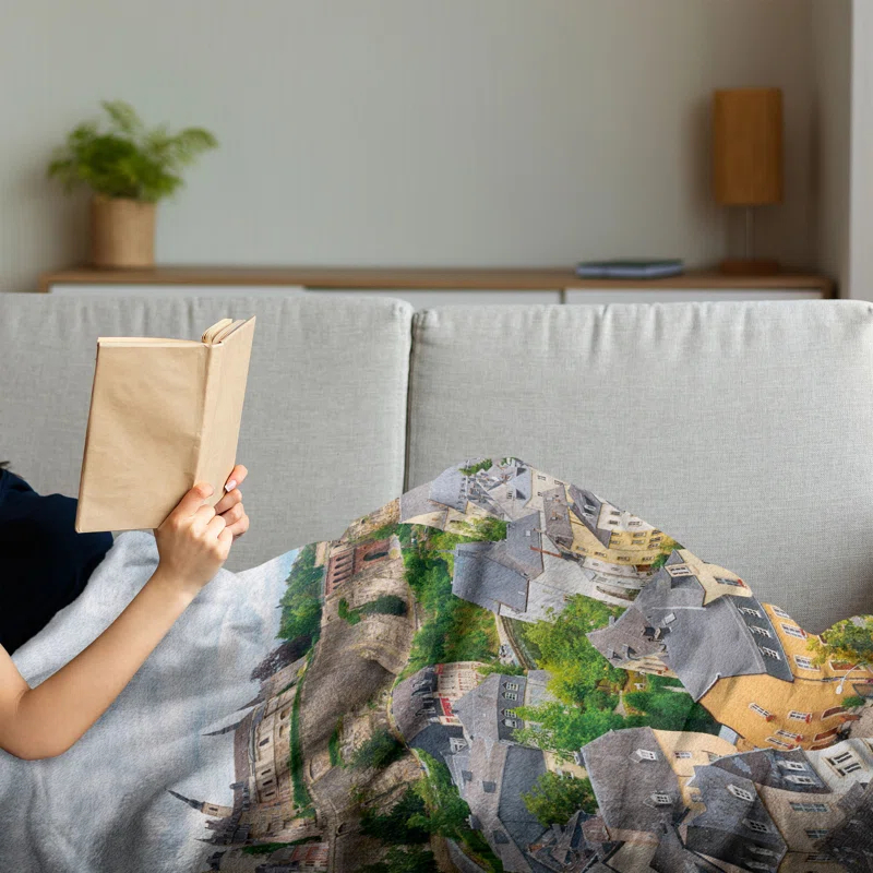 Ambesonne Ambesonne Landscape Fleece Throw Blanket Old Town Luxembourg Multicolor