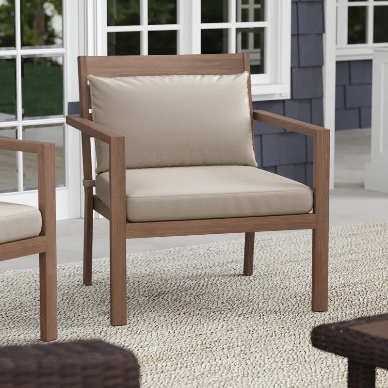 Martha Stewart Martha Stewart Bedford All-Weather Patio Accent Chairs with Seat and Lumbar Cushions (Set of 2)
