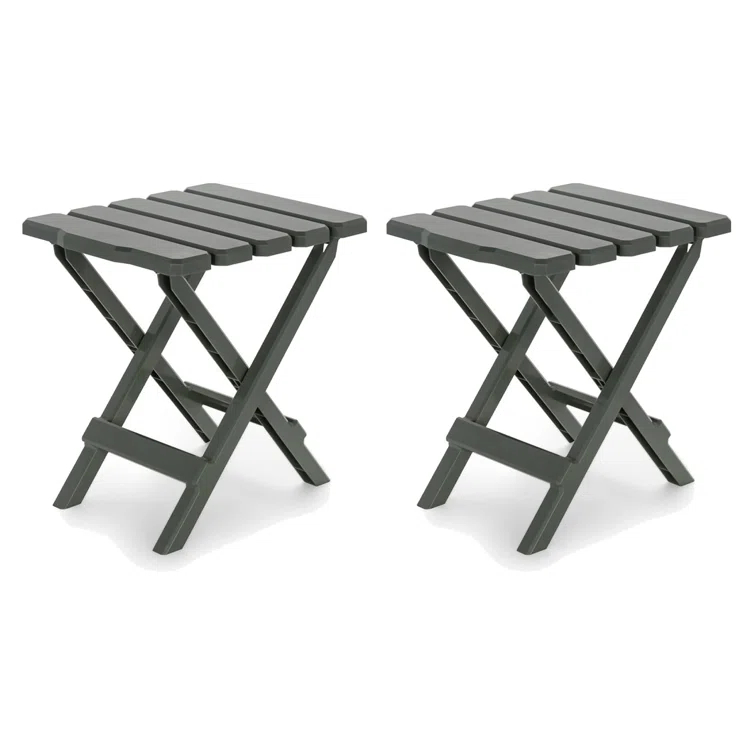 Camco Camco Adirondack Outdoor Camping Small Plastic Folding Side Table, Sage (2 Pack) (Set of 2)