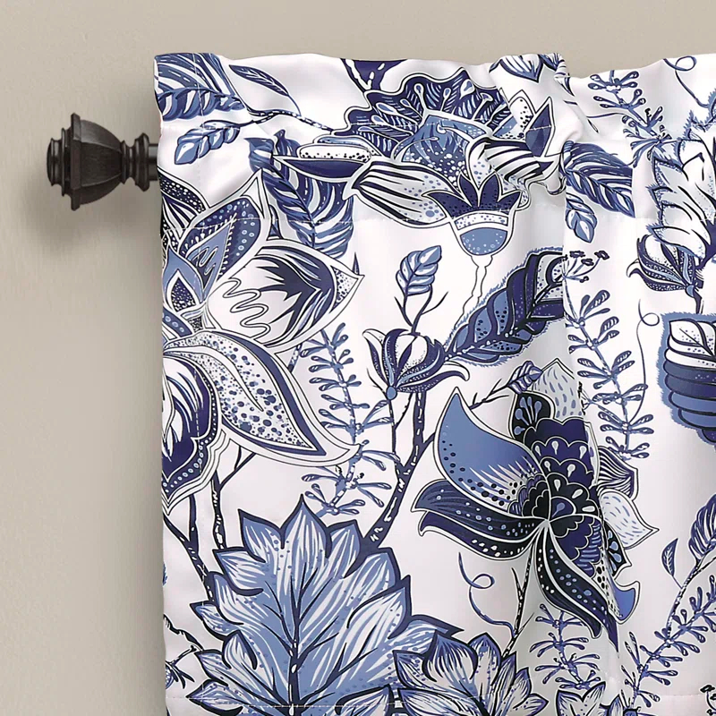 Lush Decor Cynthia Jacobean Floral Tailored 52'' W Window Valance in