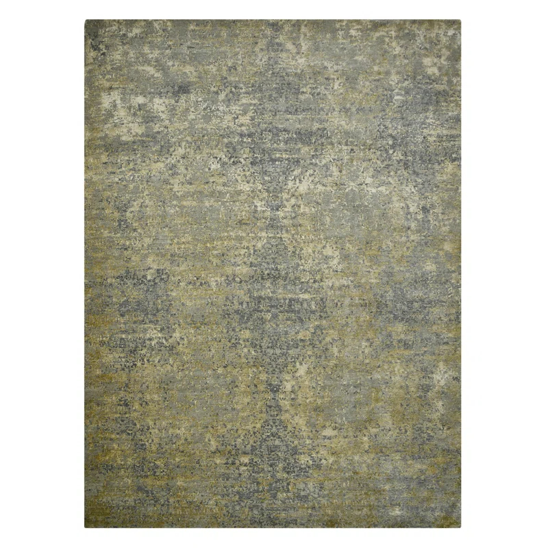 AMER Rugs Mystique Lucci Hand-Knotted Wool/Silk Area Rug in Gold/Gray
