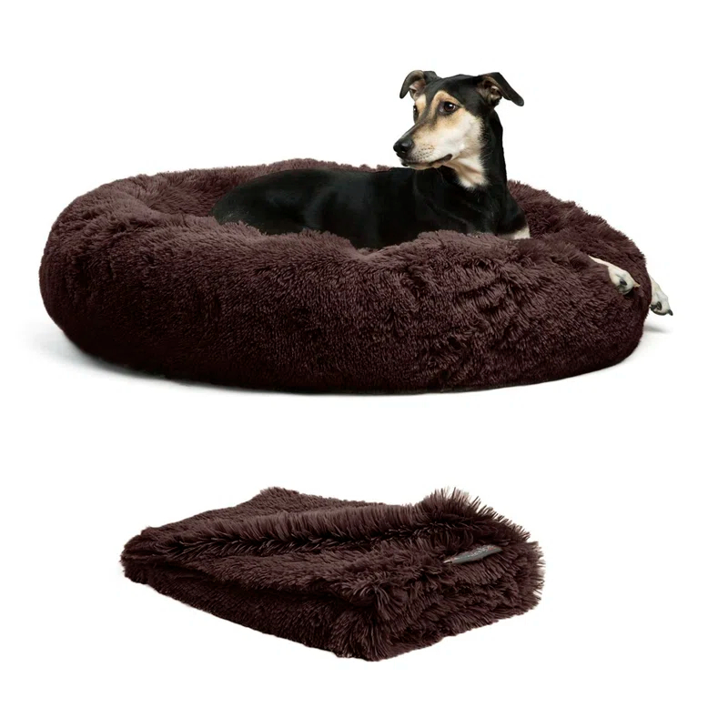 Best Friends By Sheri Best Friends by Sheri Bundle The Original Calming Shag Donut Cat and Dog Bed + Throw