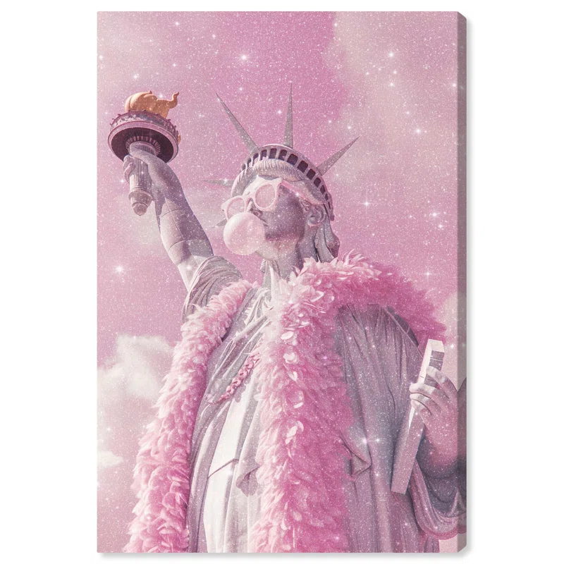 Art Remedy Statue of Style and Pop Canvas Pink Pop Wall Art by Art Remedy