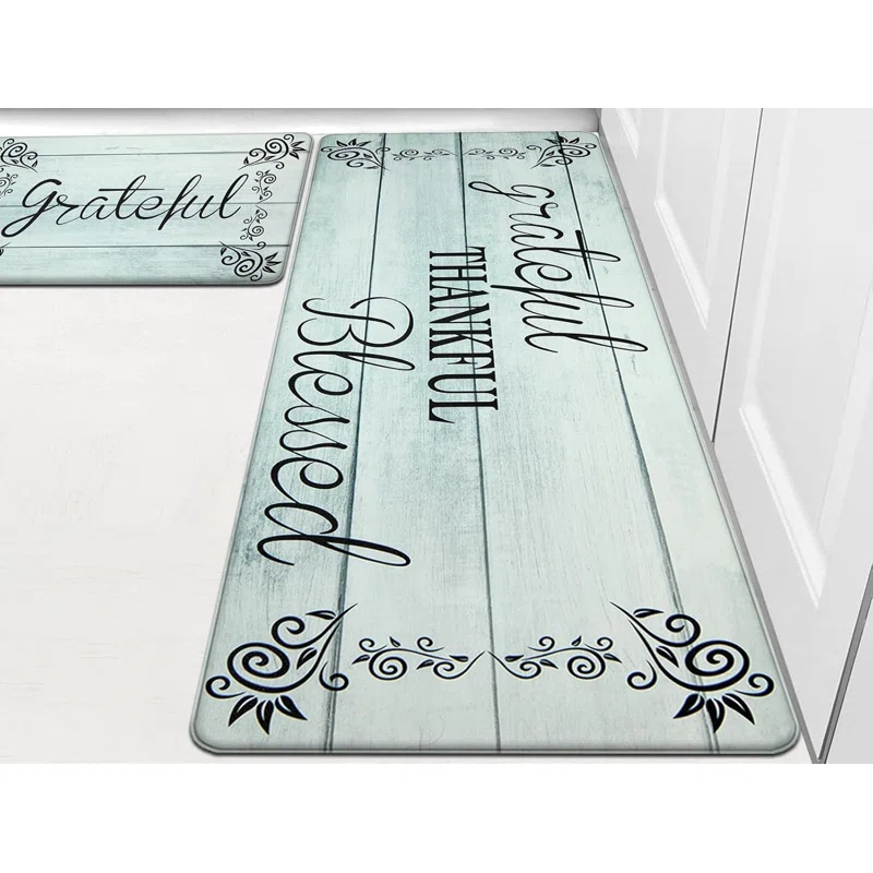 Rosalind Wheeler The Anti Fatigue Kitchen Mat Set of 2 Non Slip Cushioned Kitchen Mats for Floor Waterproof Farmhouse Kitchen Rugs and Mats Set Comfort Standing Desk Mat Carpet