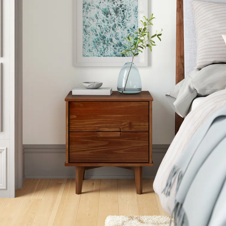 AllModern Mags Solid Wood Groove 2-Drawer Nightstand