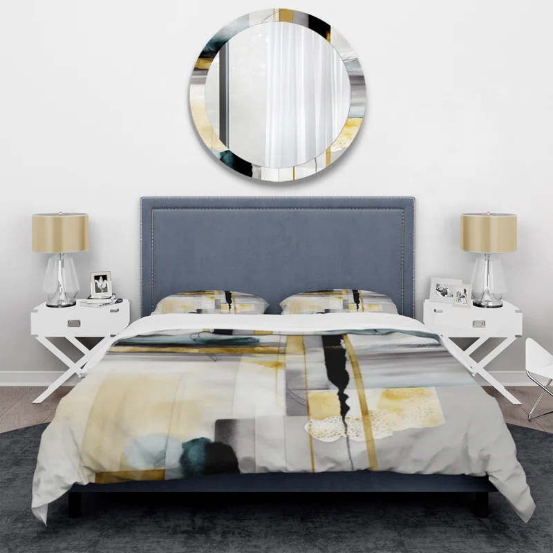 Design Art Abstract Transitional Shapes Black IV - Modern Duvet Cover Set - Microfiber Polyester