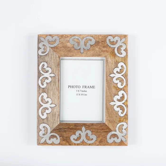 5x7 Mango Wood Frame with Metal Inlay