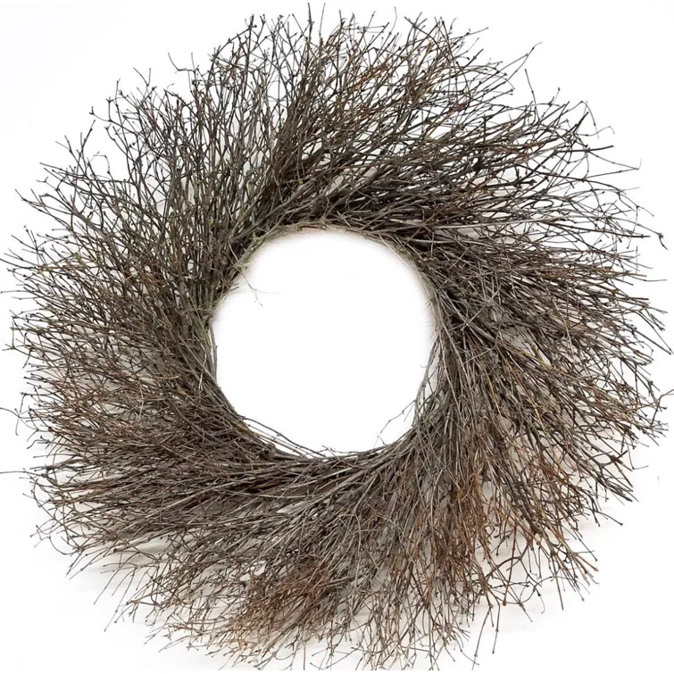 Dried Flowers and Wreaths LLC Dried Natural Quail Brush Twigs 22" Fall Wreath