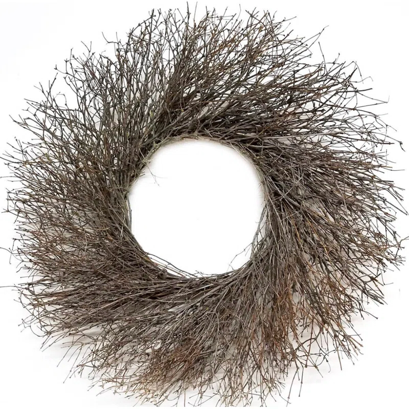 Dried Flowers and Wreaths LLC Dried Natural Quail Brush Twigs 22" Fall Wreath