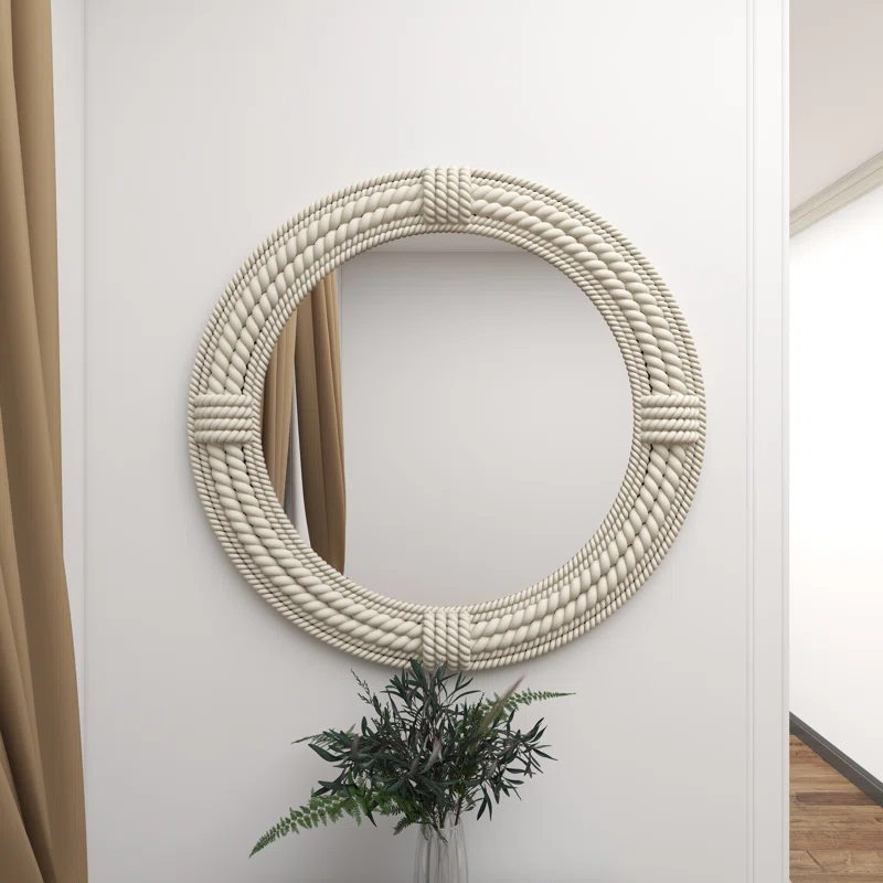 Birch Lane™ Frony Wooden Coiled Rope Room Wall Mirror with Wrapped Rope Accents