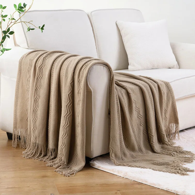 Battilo Home Throw Blanket For Couch, Solid Throw Blanket For Home Decor, Knit Throw Blankets For Bed, 50"X60"