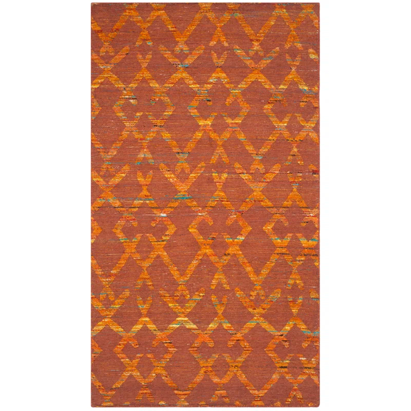 Straw Patch Hand Woven Flat Weave Wool & Cotton Geometric Rug
