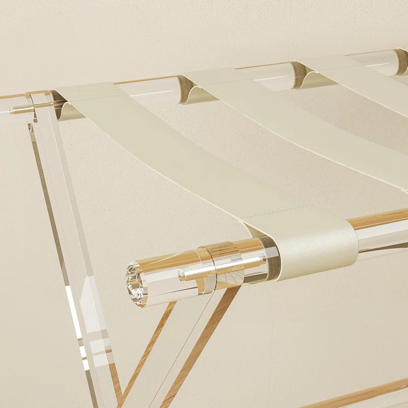 IFBECT Acrylic Luggage Rack with Beige Leather Straps