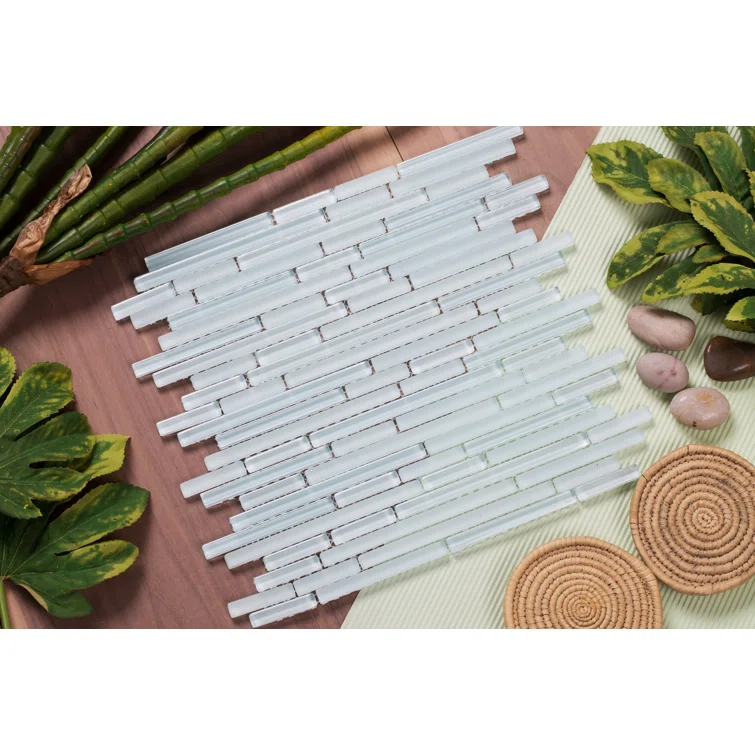 Mirrella Mahi Random Sized Glass Linear Mosaic Wall & Floor Tile