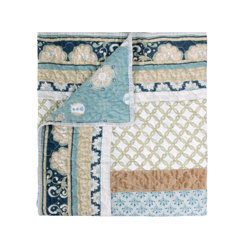 Greenland Home Fashions Thalia Embellished Reversible Quilted Cotton Throw