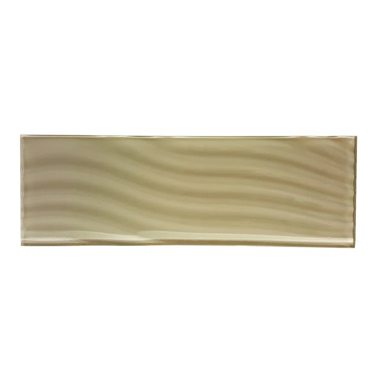 Abolos Pacific 4 in. x 12 in. Textured Glass Straight Edge Subway Decorative Kitchen & Bathroom Wall Tile