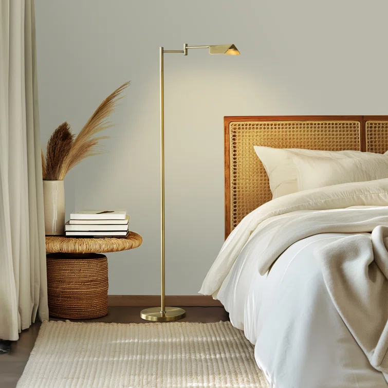 Brightech Leaf 53 in. Industrial Vintage Reading Floor Lamp with Metal Shade and 3-Way Dimming Options - Integrated LED Light