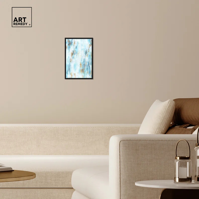 Art Remedy Art Remedy Textured Shades Framed Blue Abstract 1 Piece Canvas Wall Art 57567