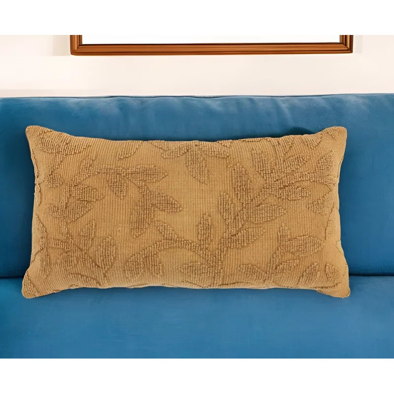 HomeRoots 14" X 26" Pumpkin Botanical Cotton Throw Pillow With Texture