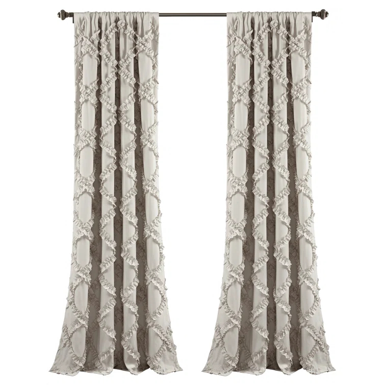 Lush Decor Ruffle Diamond Polyester Semi Sheer Curtain Pair (Set of 2)