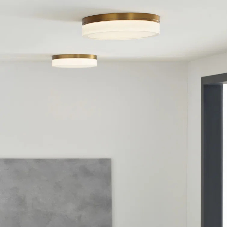 Satin Nickel Elegance LED Flush Mount with Pressed Glass Shade