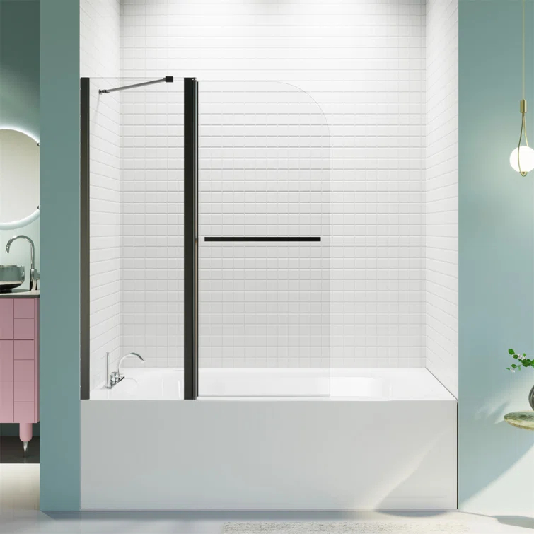 KUNMINGZHUHE 43 In. W * 58 In. H Frameless Folding Shower Doors For Bathtub, 1/4" (6Mm) Thick SGCC Tempered Glass Door, Bathroom Pivot Tub Glass Door ZH2745-W1552P173134