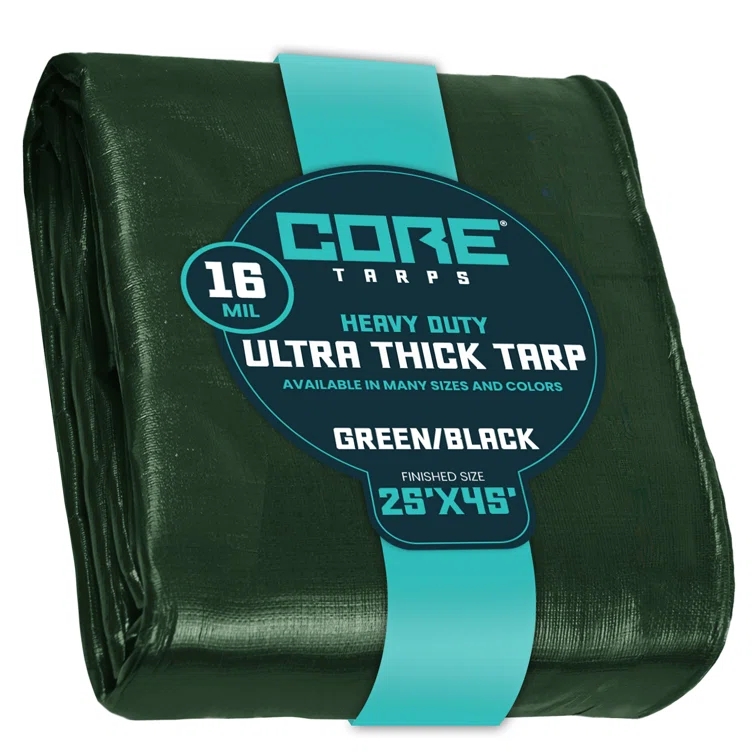 Core Tarps 16 Mil Heavy Duty Polyethylene Tarp, Waterproof, UV Resistant