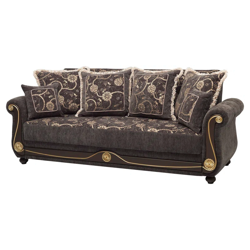 Rosdorf Park Mishonda Americano 95 in. Fabric Upholstered 3-Seater Twin 3-in-1 Sleeper Sofa Bed with Storage