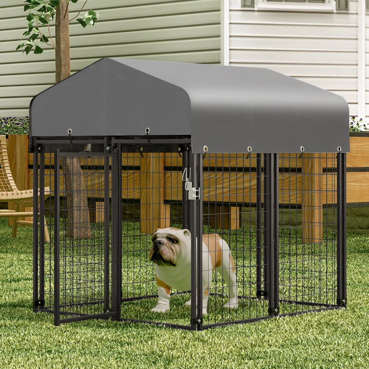MoNiBloom 4ft x 4.25ft x 4.5ft Outdoor Dog Kennel with UV Protection Waterproof Cover, Dog Playpen Enclosure