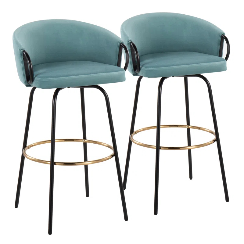 George Oliver Lakyia Upholstered Counter Stool with Metal Frame (Set of 2)
