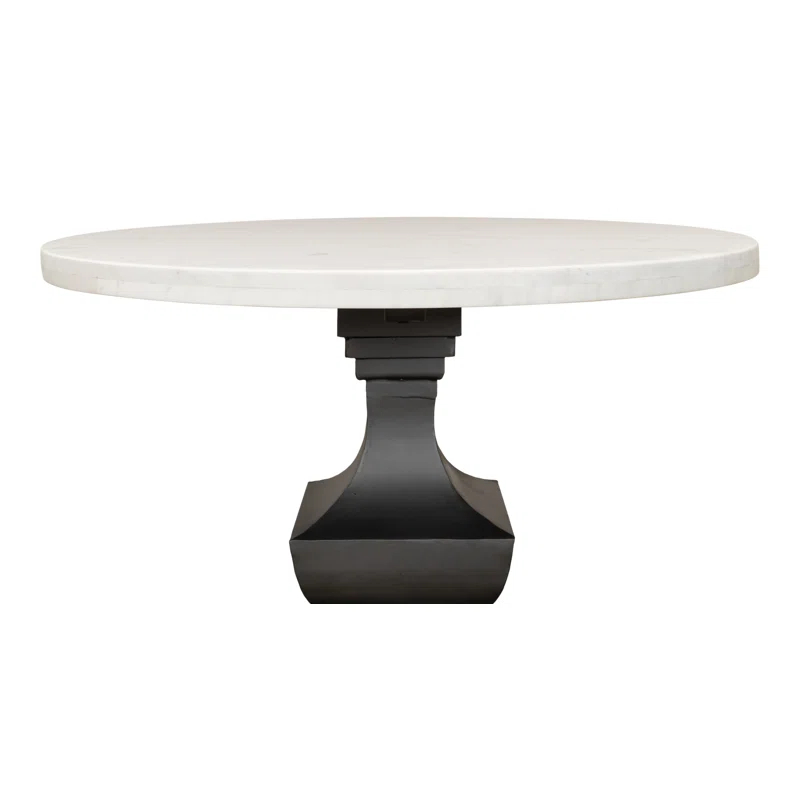 Haviland Round Marble Top Metal Base Dining Table