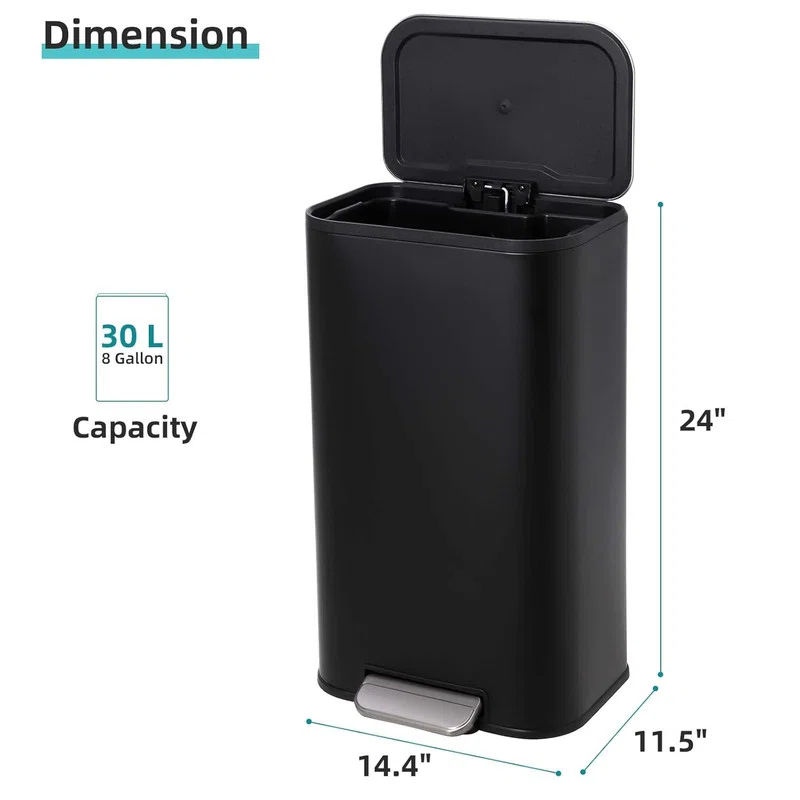 Sangdo Bathroom Trash Can, Small Step Waste Bin with Foot Pedal & Removable Inner Bucket