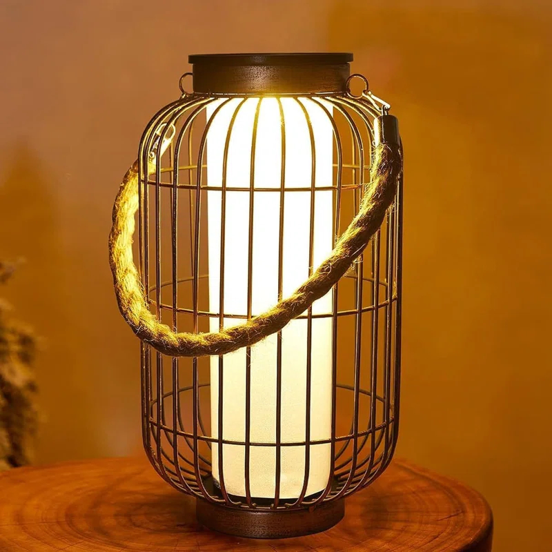 pearlstar "14.1'' Large Outdoor Solar Lanterns Hanging Light Waterproof LED Garden Lights  Retro Bronze Metal Lamp"
