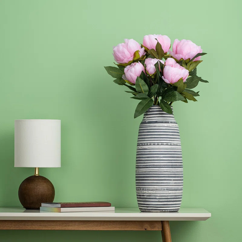 Primrue 23" Artificial Brush Pink Peony Spray with 6 Flowers