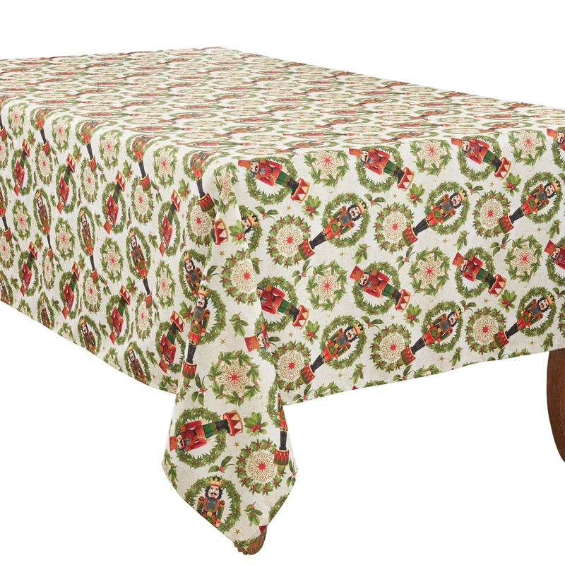 Saro Rectangular_Holiday Tablecloth With Nutcracker Design