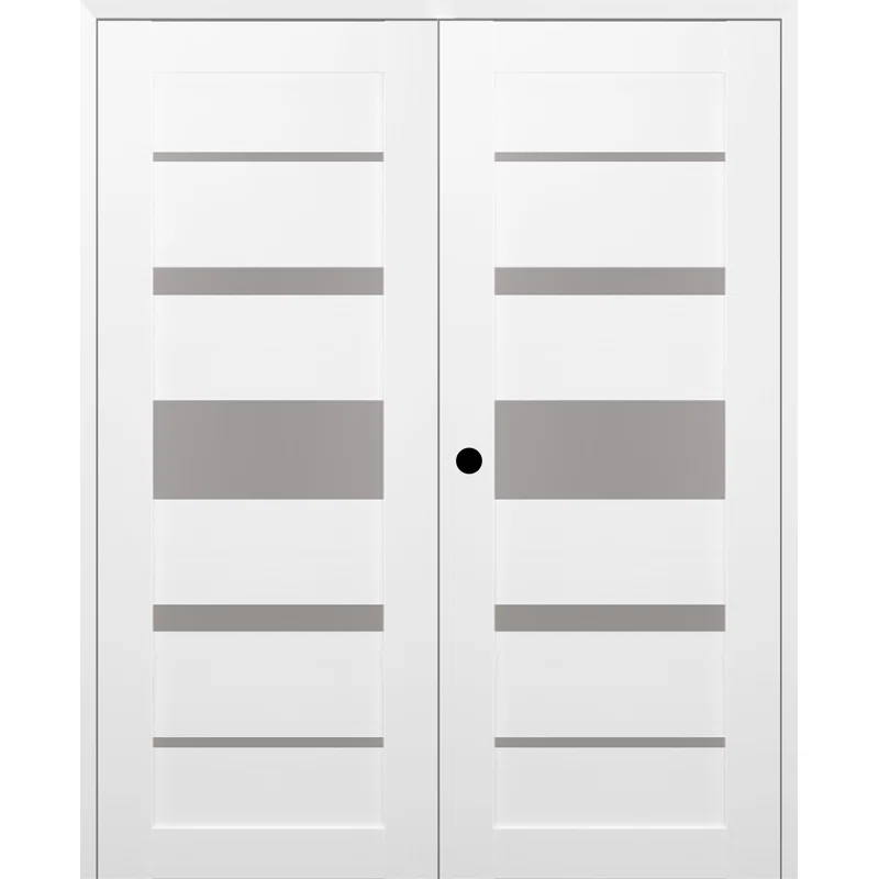 Belldinni Kina Solid Manufactured Wood and Glass Paneled Prefinished French Door