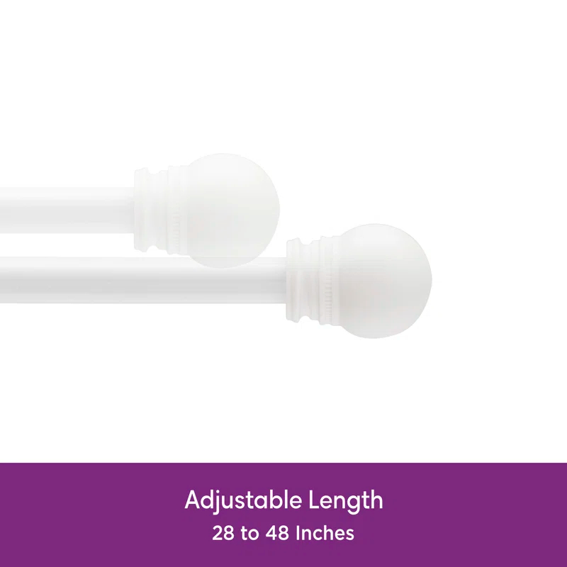 Wayfair Basics Petite Café Ball End Curtain Rod, 28-48" or 48-84" Adjustable Length, 7/16" Dia.