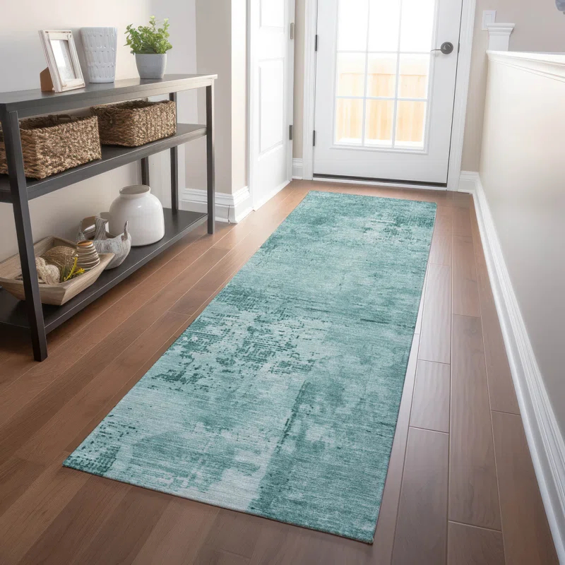 Machine Washable Indoor/Outdoor Chayden ACN1062 Teal Rug