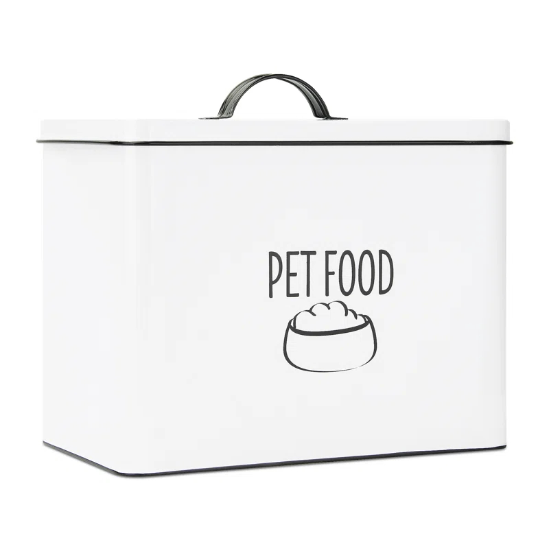 Outshine Co Outshine White Farmhouse Dog Food Bin Storage Container Cute Pet Food And Treat Canister With Lid & Reviews | Wayfair